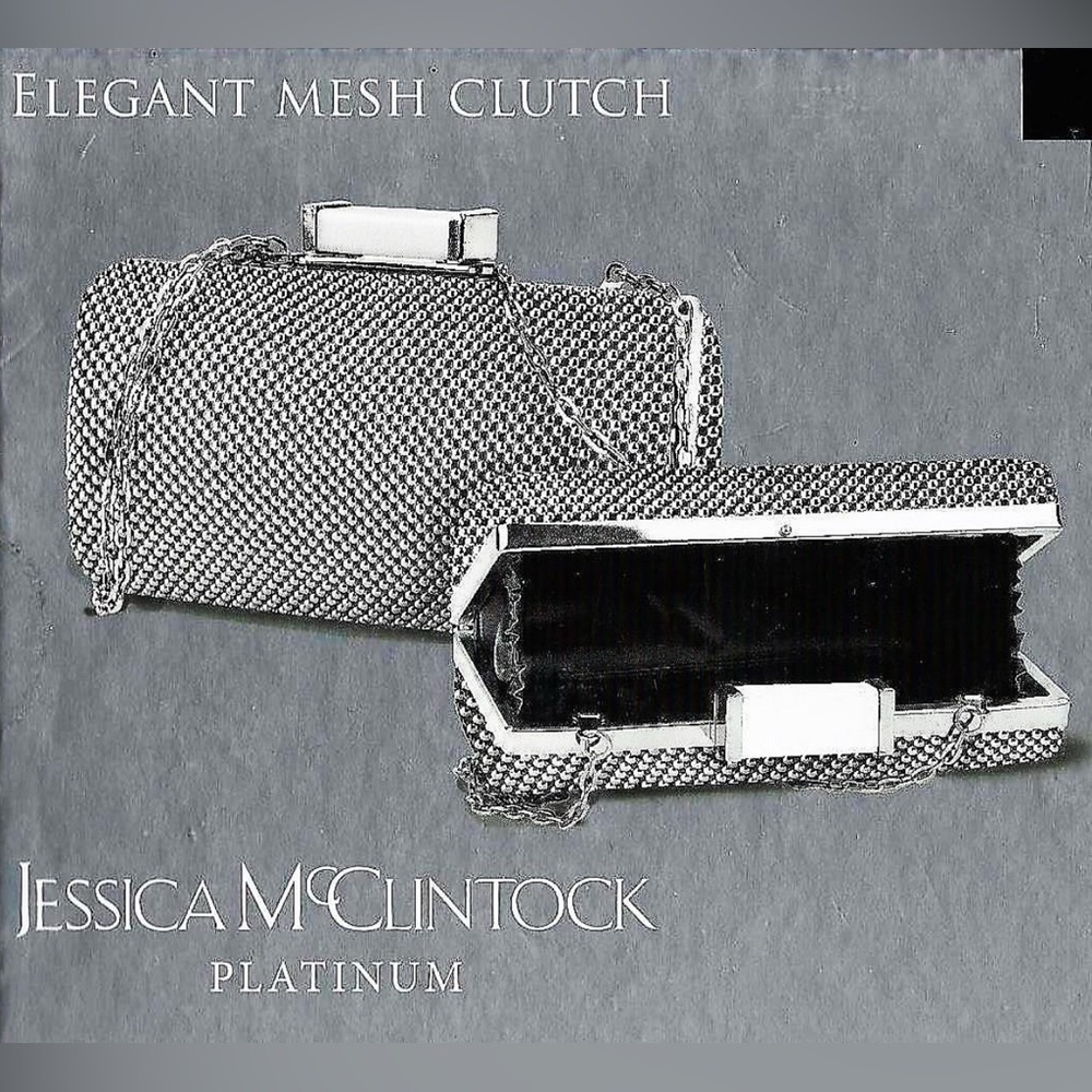 Jessica McClintock Platinum Mesh Evening Clutch